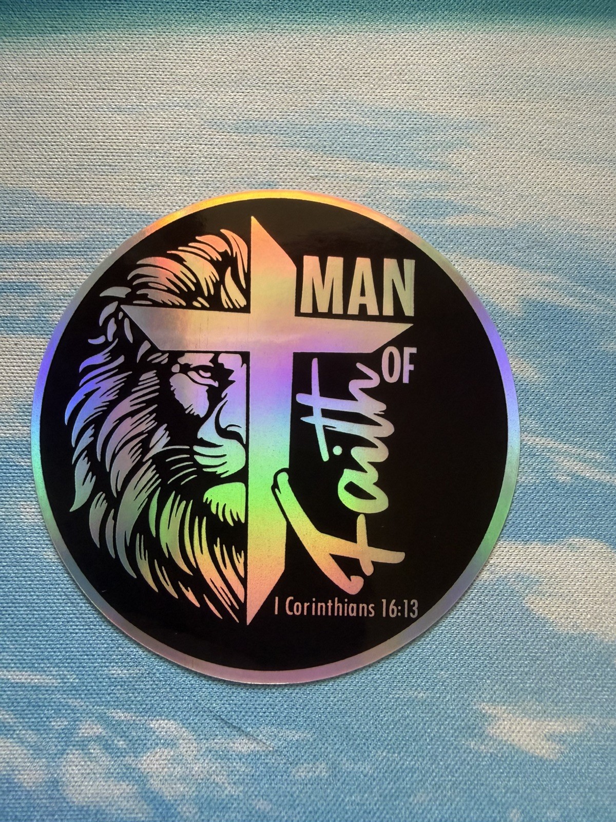 Christian Jesus Cross Holographic Sticker Religious Faith BibleVerse Vinyl Decal