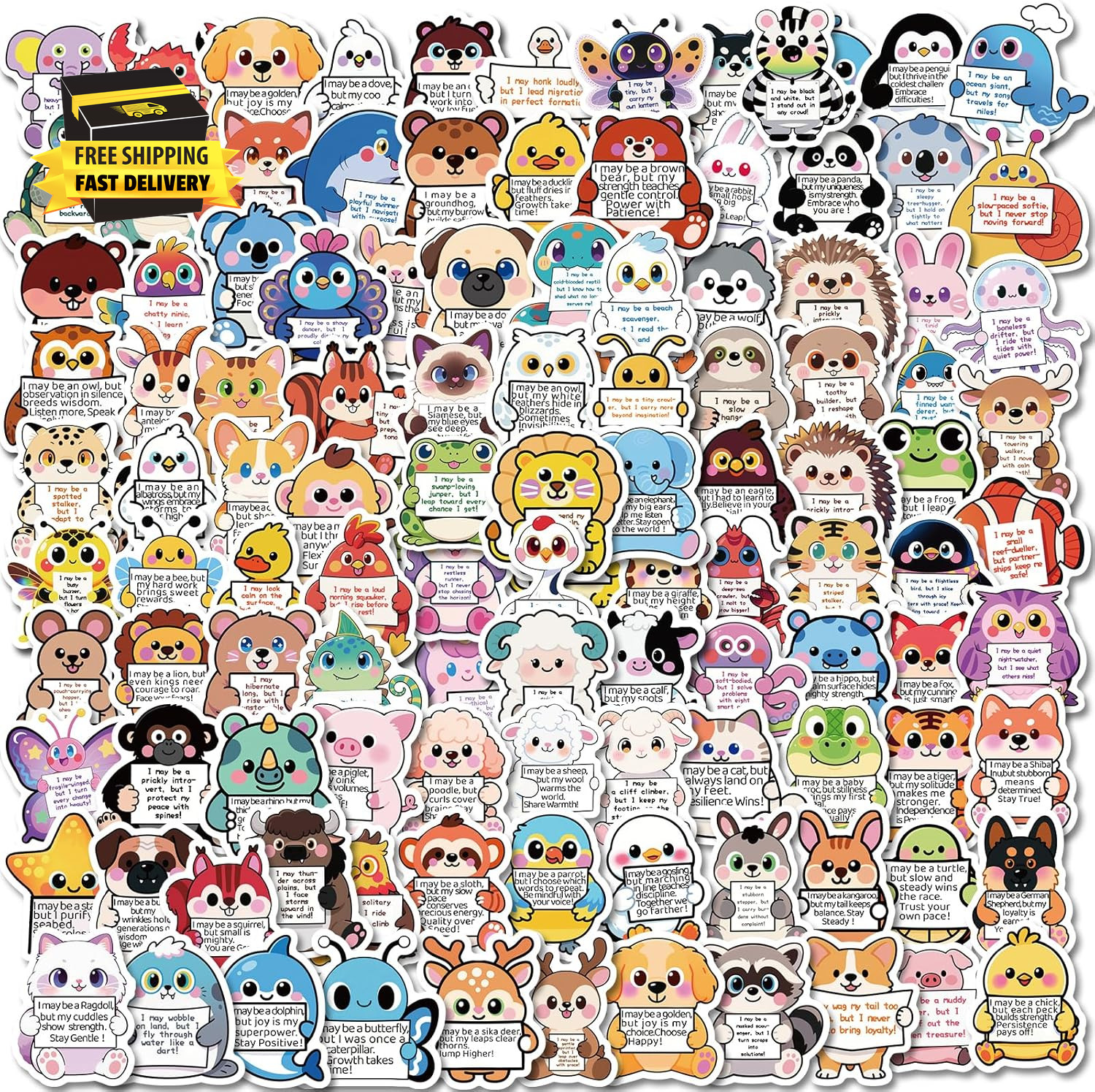 112 Pcs Emotional Support Animal Stickers – Affirmation Sticker Pack for Adults