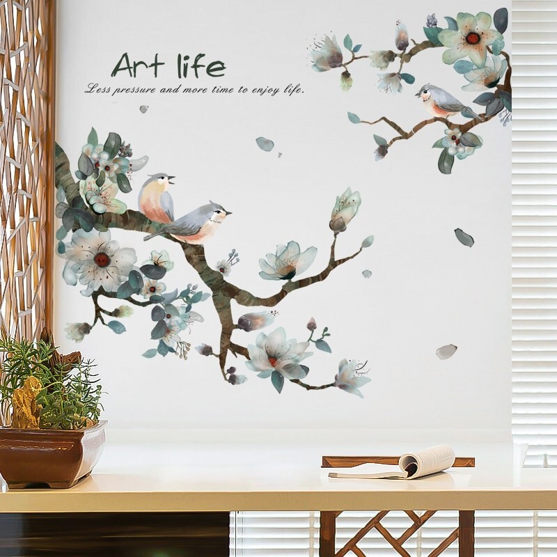 Removable Flower Decal Tree Branch Birds Wall Sticker Vinyl Mural Art Home Decor