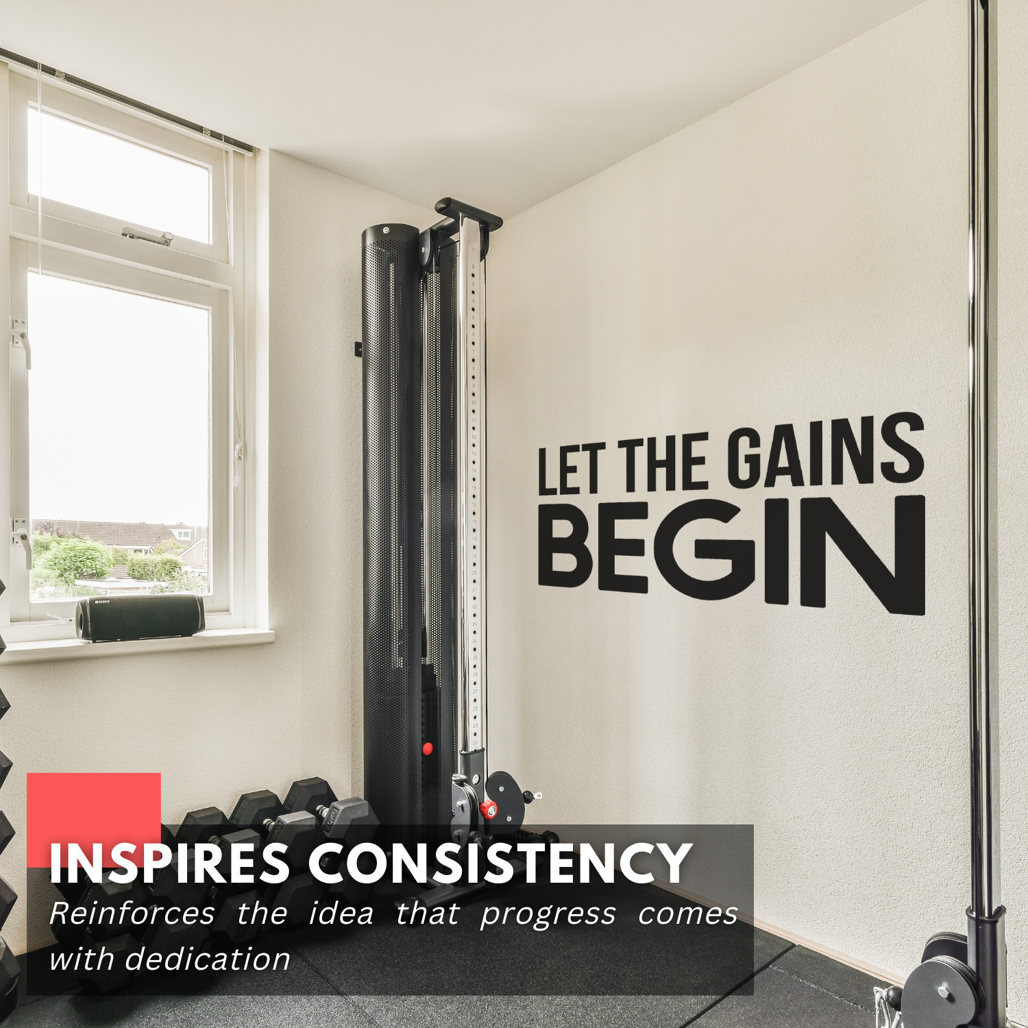 Motivational Wall Decal – Let the Gains Begin – Gym & Fitness Workout Decor