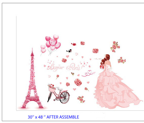 Removable Vinyl Wall Decal Paris Eiffel tower Sticker Home living Room Decor