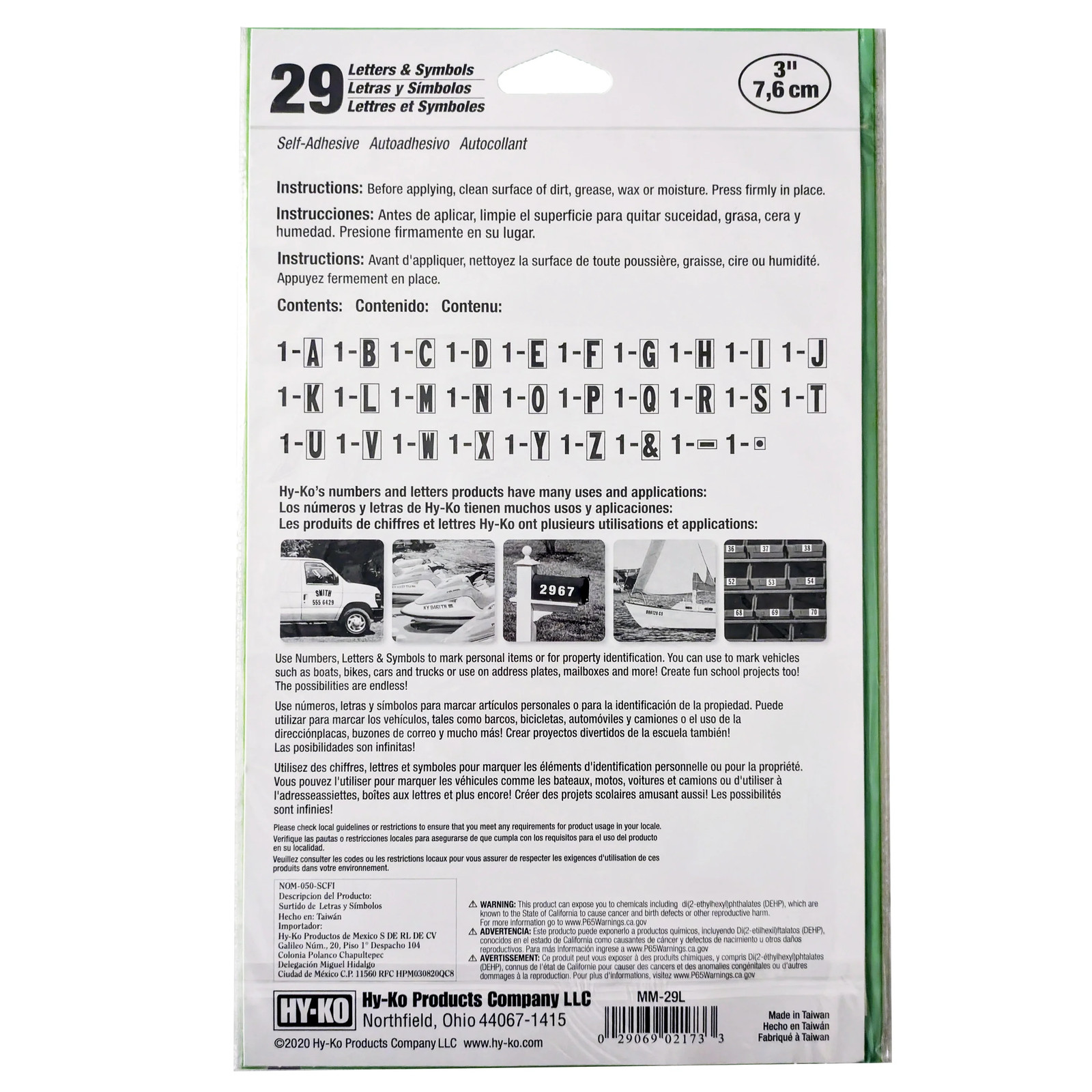 5 pack) 3 inch Reflective Vinyl Letter Kit, 65 Self-Adhesive Stickers for