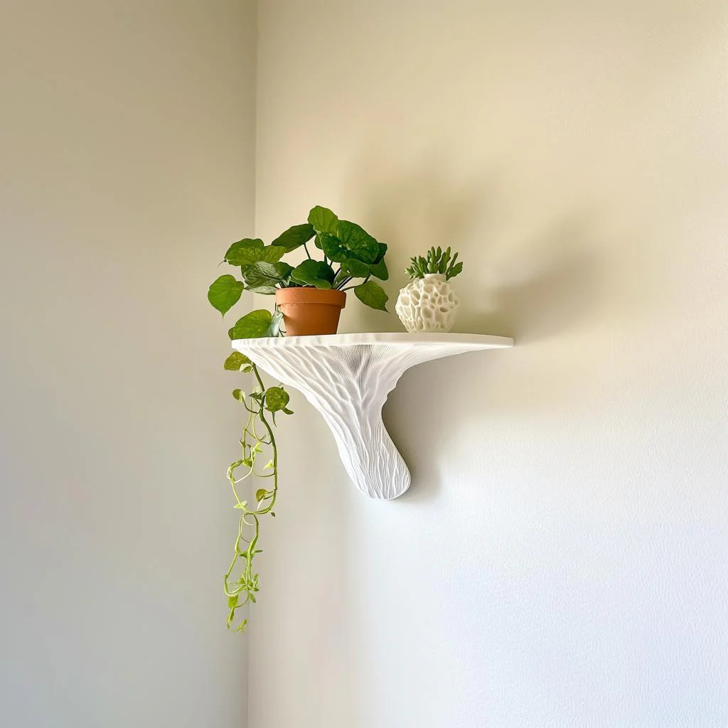 Deadly Galerina Mushroom Shelf | Organic 3D Printed Floating Shelf |