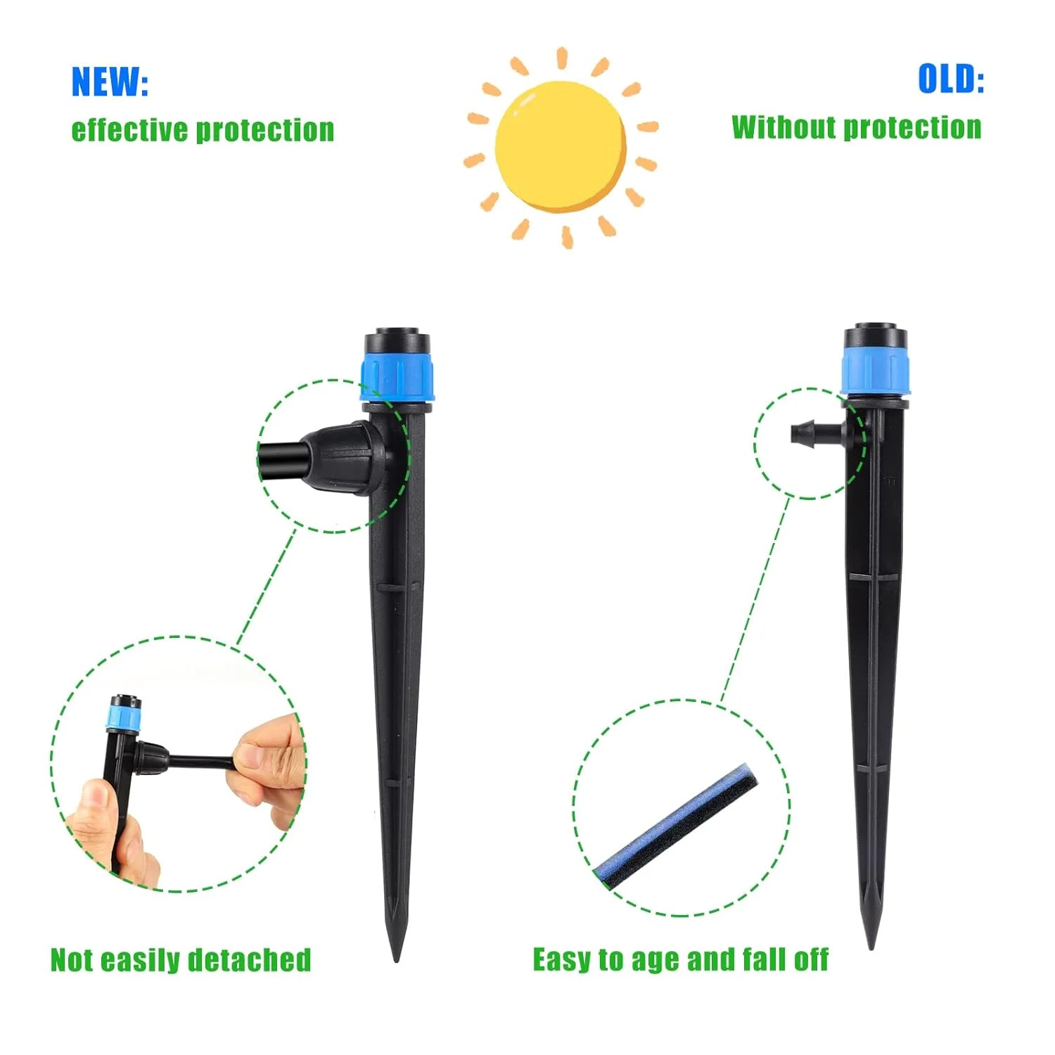 Drip Irrigation Emitters with Adjustable 360 Degree Water Flow Drippers for 1/4