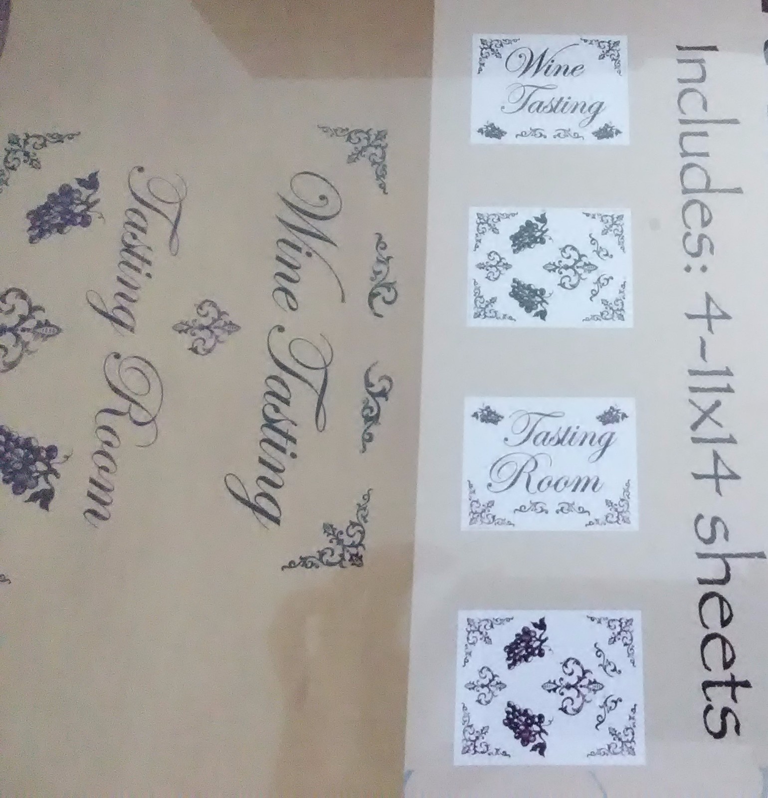 Wine Tasting Wall Decals/Stickers Art-A-Peel, 4 Sheets 11" x 14" Room Black NEW