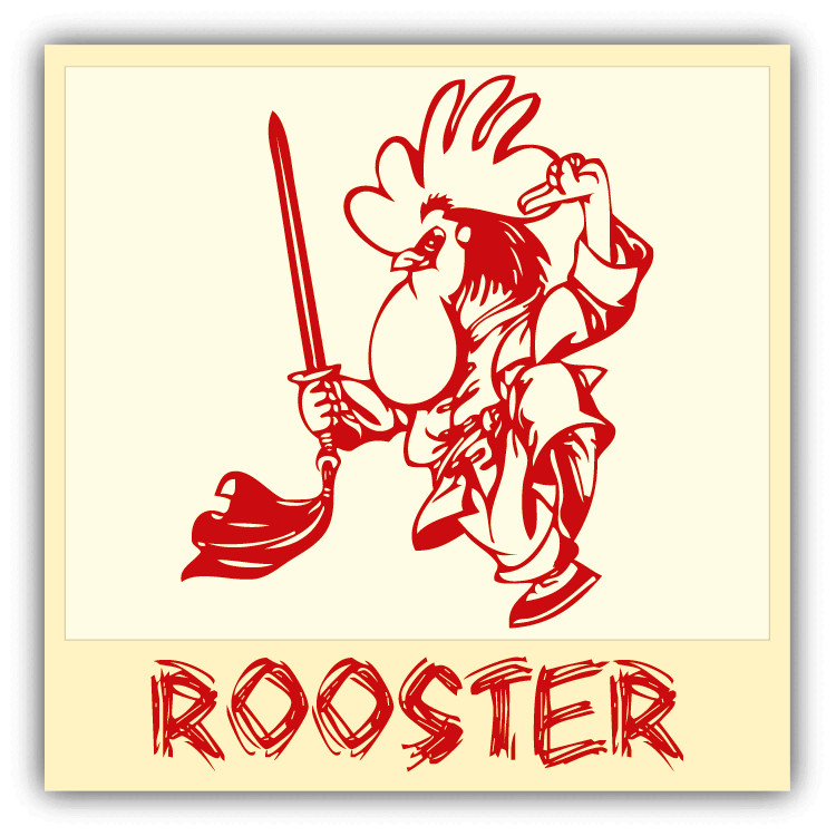 Rooster Chinese Zodiac Sheng Xiao Humor Sign Car Bumper Sticker Decal