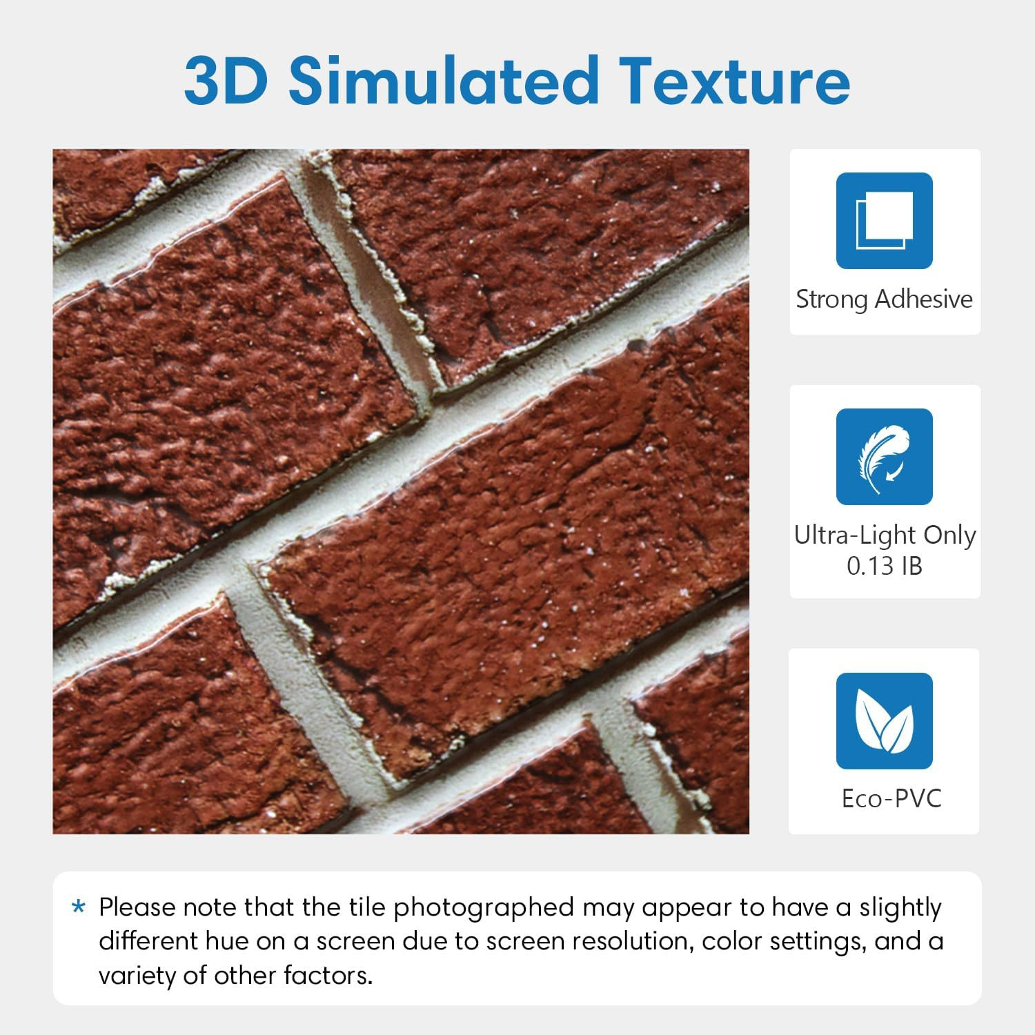 COMSTICKC 3D Faux Red Brick Wall Panels Peel and Stick Wall Sticker, 10 Pcs of 1