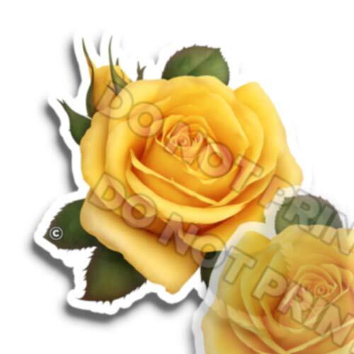 Yellow Rose – Flower Stickers Cute Golden Flowery Decals M36753 – Set of 2