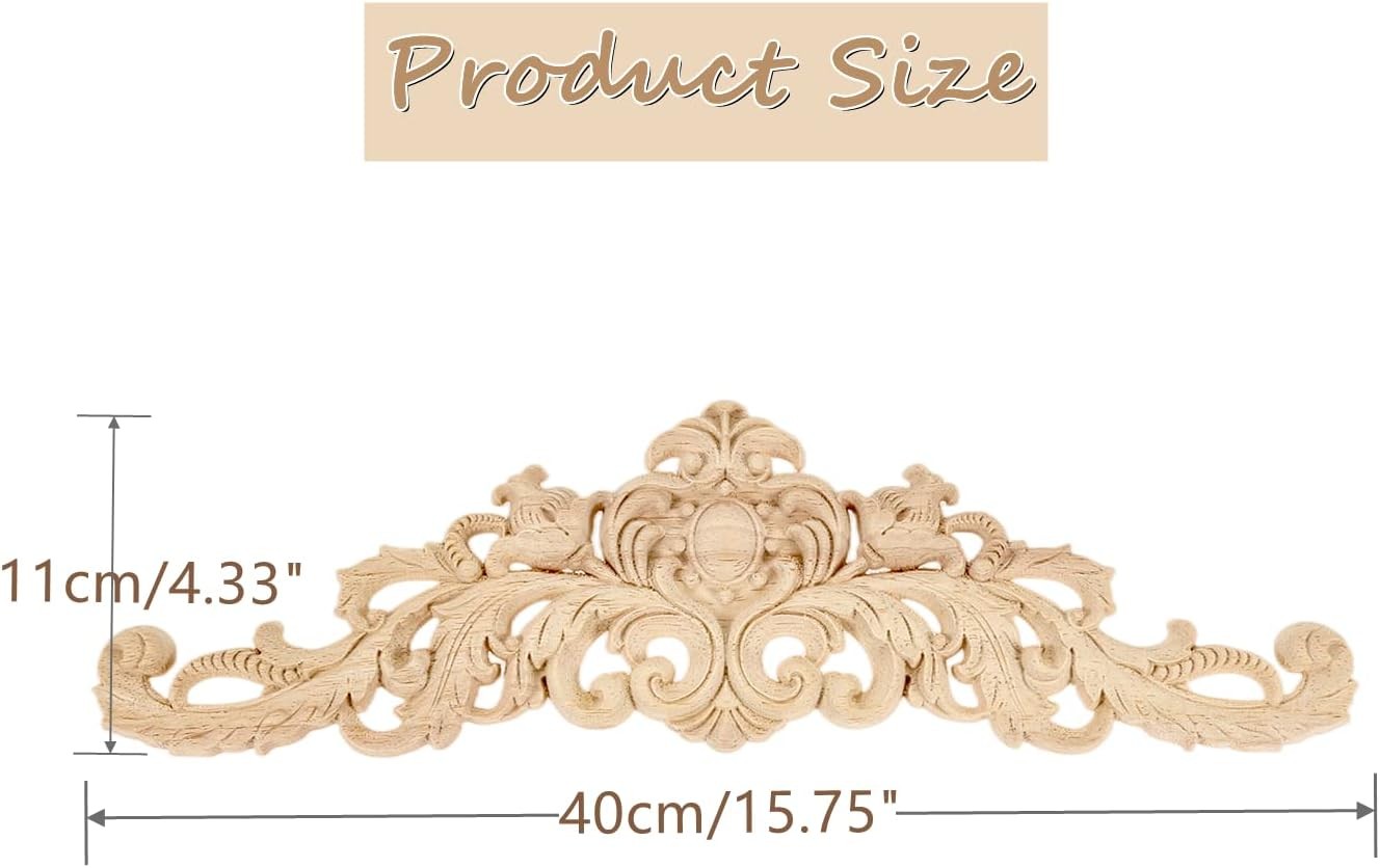 MUXSAM Long Wood Carved Appliques 40x11cm/15.75"x4.33", 4-pack
