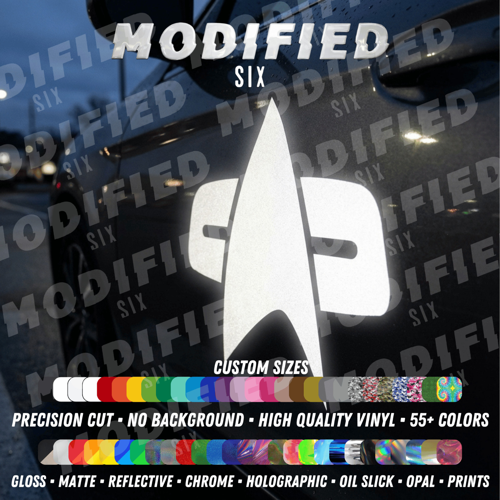 REFLECTIVE Star Trek Voyager DS9 Com Badge 55+ Colors Cars Laptops Decal Sticker