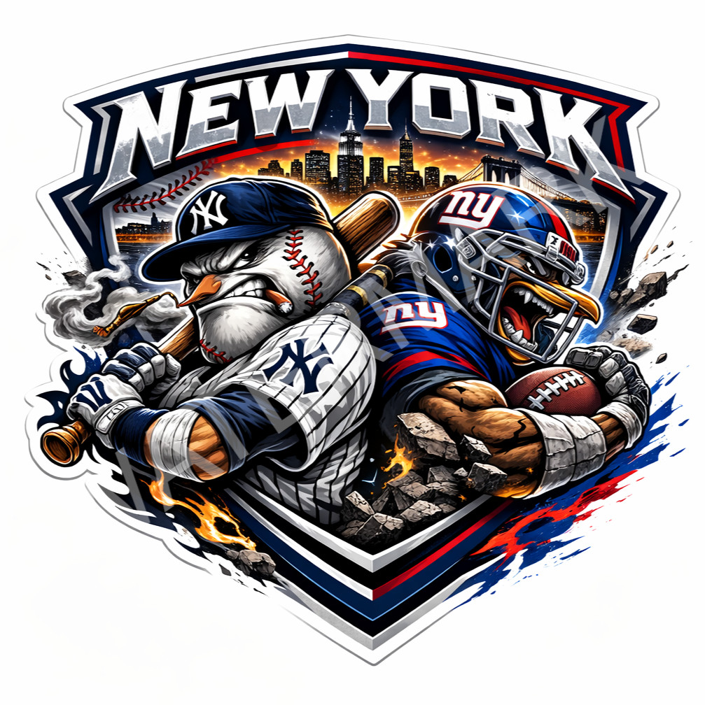 New York Sports Mashup Laminated Vinyl Sticker/Decal – Yankees Giants 02