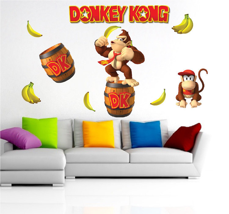 Donkey Kong Mario Wall Decal Stickers Game Bedroom Wall Murals, Nintendo, n88