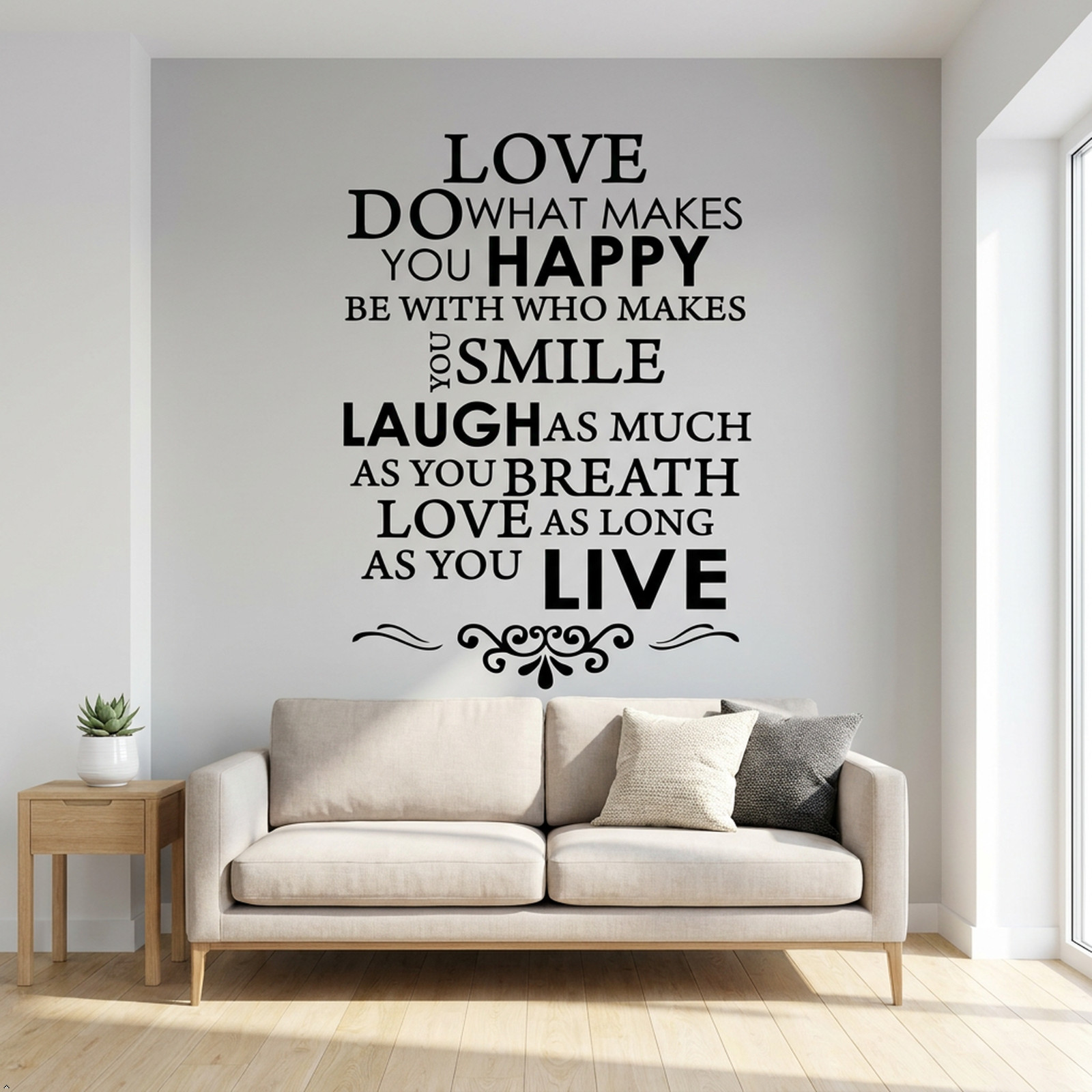 Happy Live Laugh Love Smile Vinyl Wall Art Inspirational Quotes Saying Art Decal
