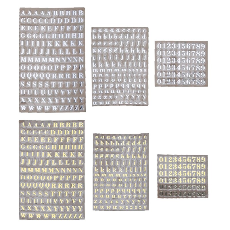 5Pieces/set Gold Silver 3mm Number Stickers Mini Glitter Letter Sticker