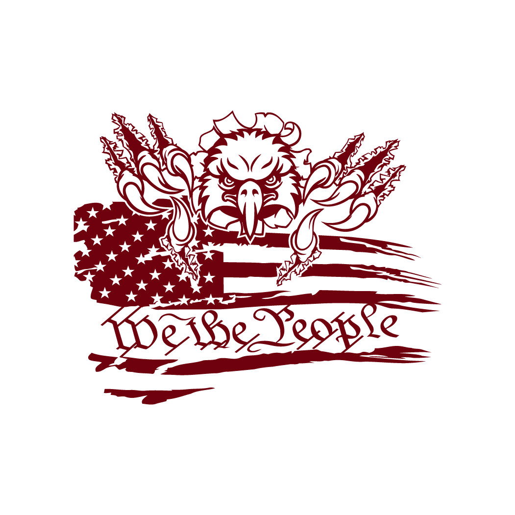 American USA Distressed Flag With Eagle & We The People Automotive Die Cut Decal