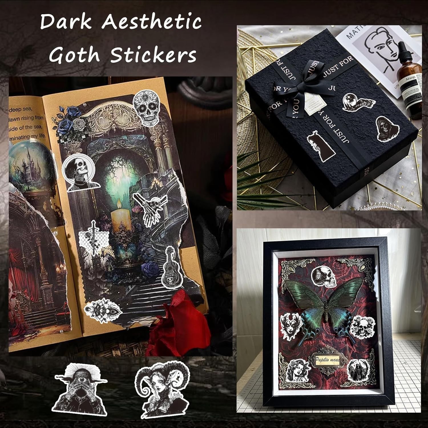 Goth Sticker Lot 100 Stickers Horror Halloween Gothic Black And White Skulls New