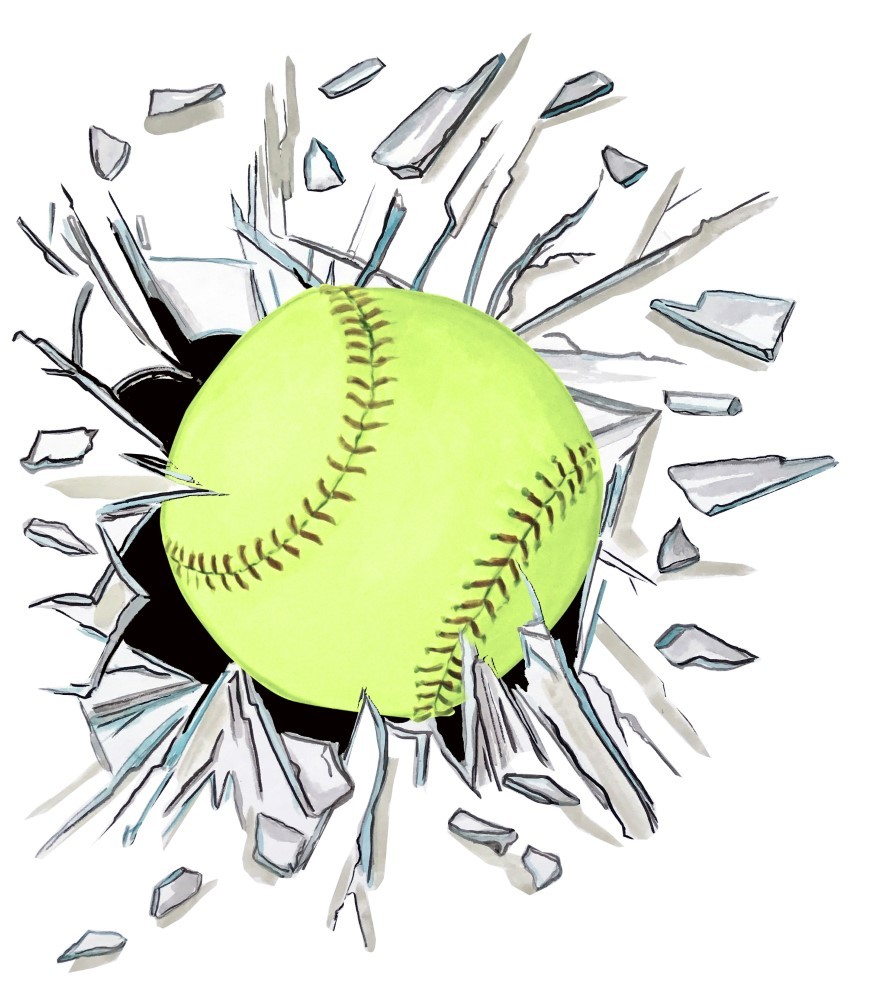 Decal Vinyl Sticker Broken Glass Softball Made in USA