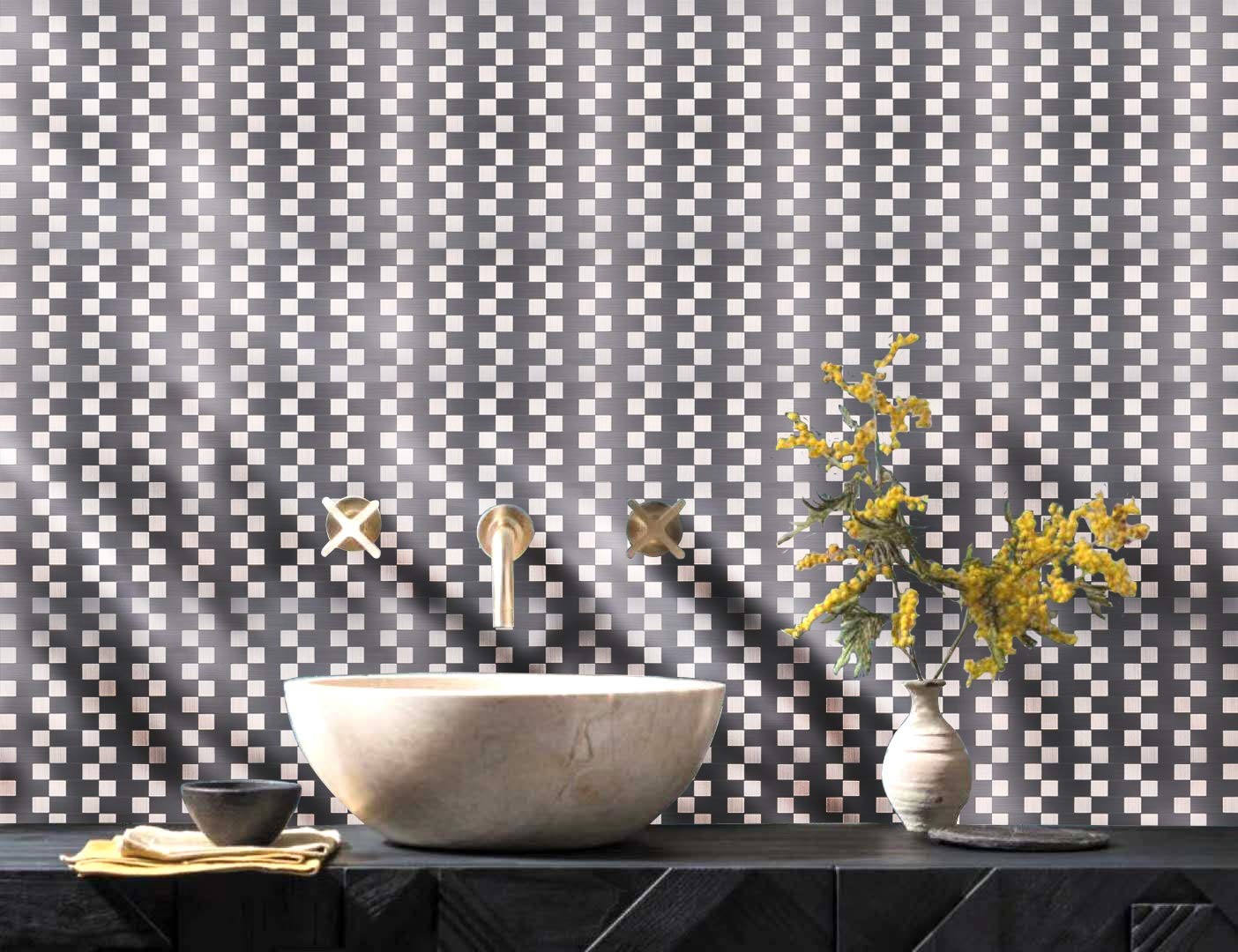 Peel and Stick Metal Backsplash Tiles, Self Adhesive Aluminum Mosaic 3D Wall …