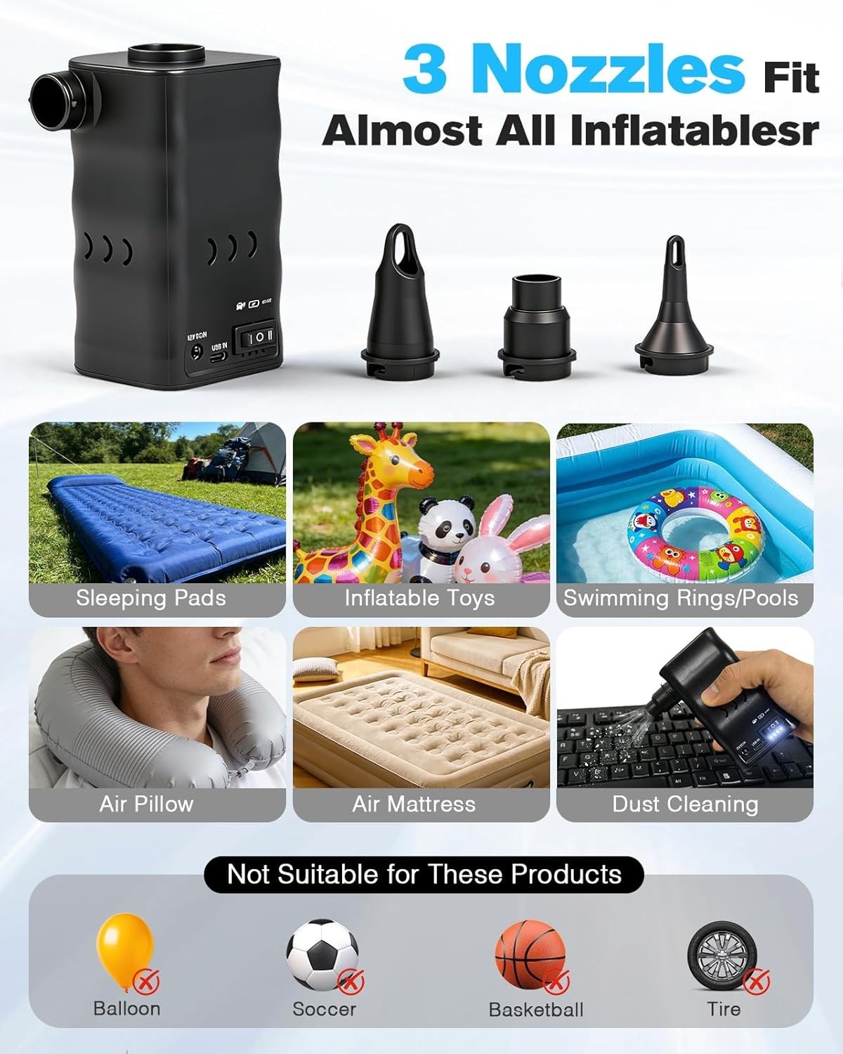 Portable Electric Air Pump with 6000Mah Battery for Quickly Inflatables and Defl