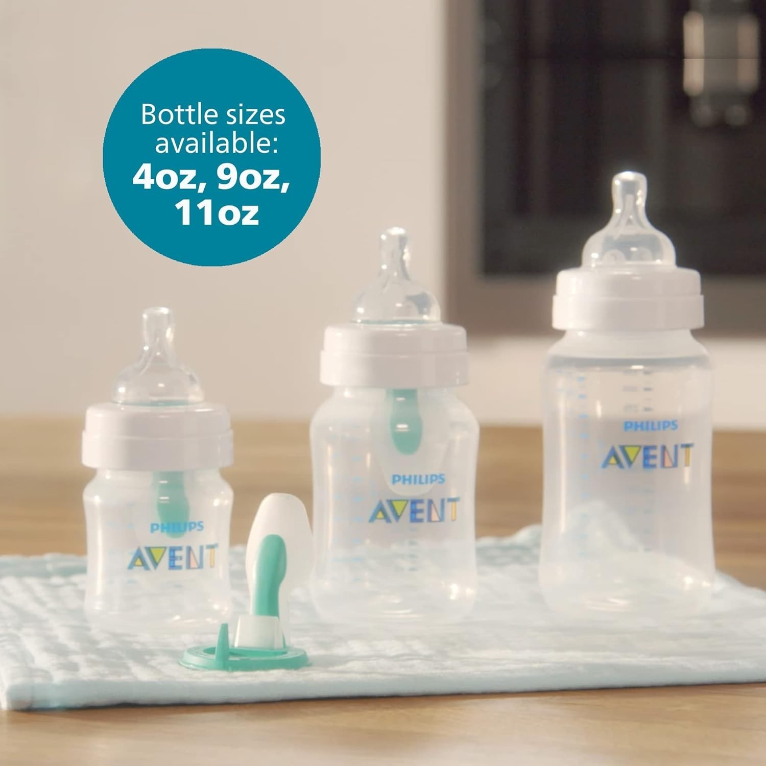 Anti-Colic Bottle with AirFree Vent, 9oz, with Flow 2 Nipples, 1m+, 4pk, Blue, S