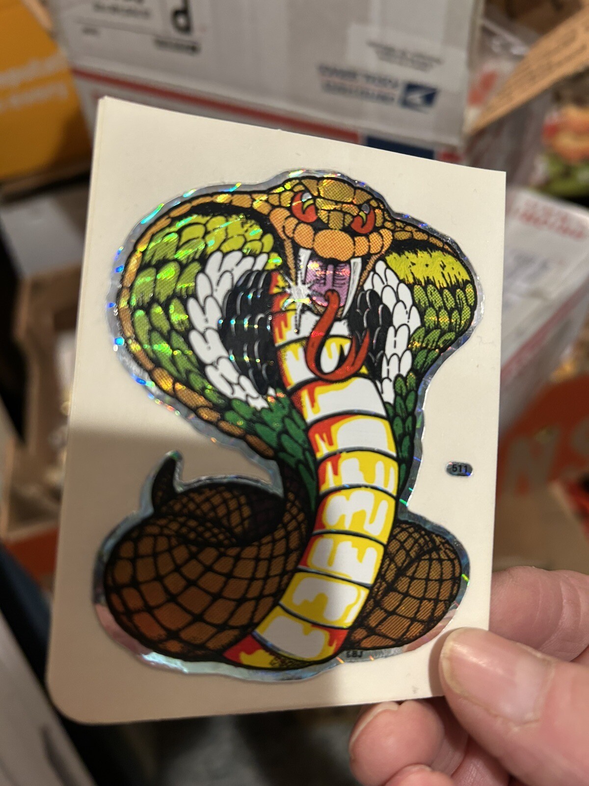 Original 1960’s/70’s Holographic Reflective Cobra Sticker Decal 4” X 3”