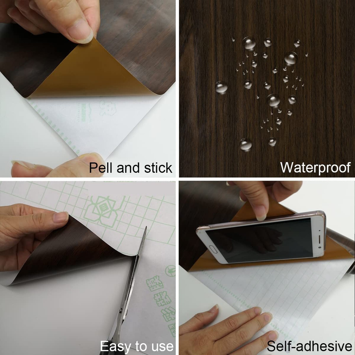 TOTIO Extra Wide Wood Grain Contact Paper Dark Brown 31.5x157in Thick Matte B…