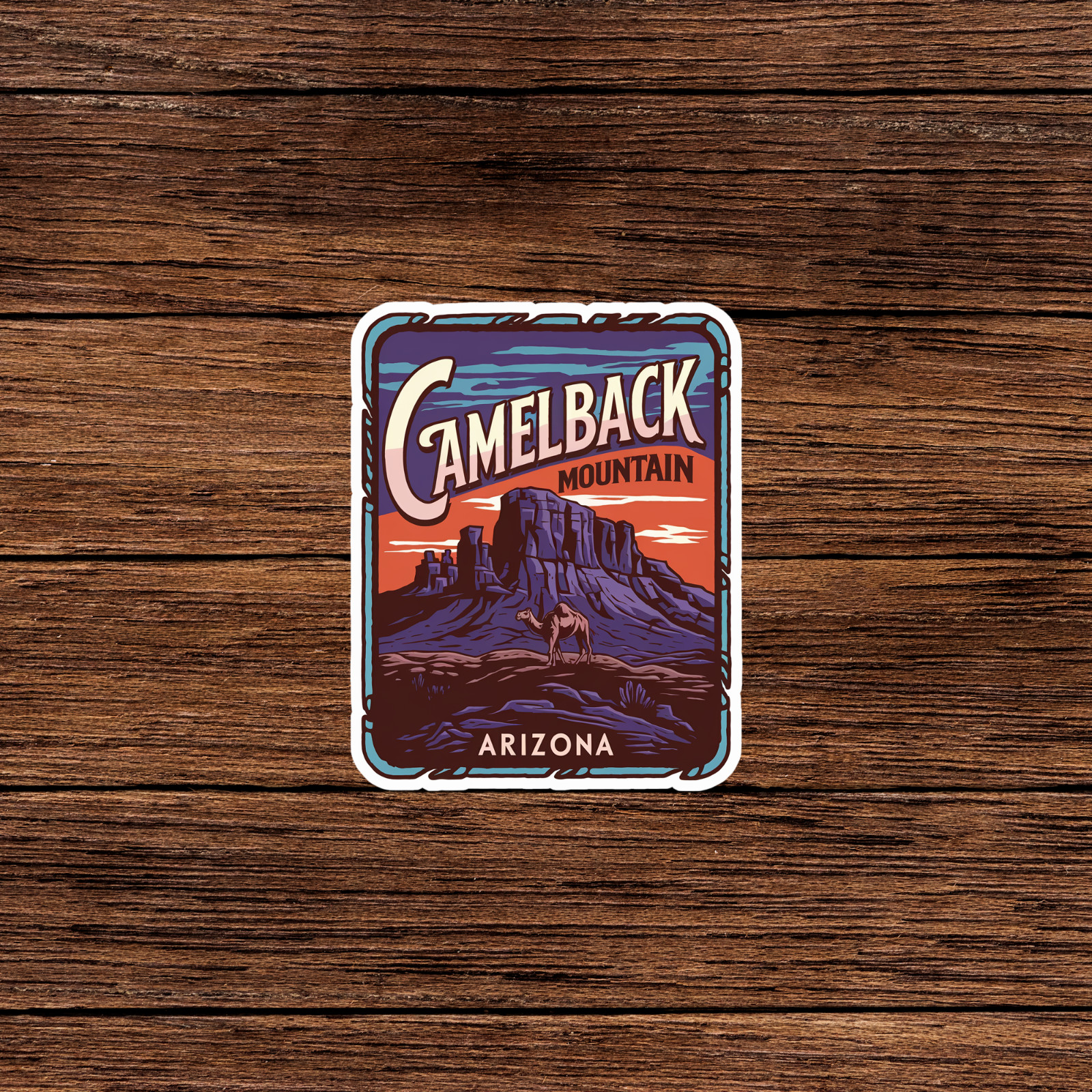 Vintage Camelback Mountain Arizona Sticker – Retro Travel Decal Souvenir Gift #1
