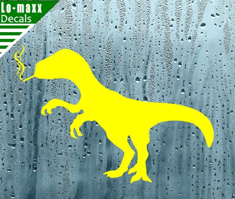 Smoking Dinosaur Art Custom Design Various Sizes & Colors Die Cut Vinyl Decal