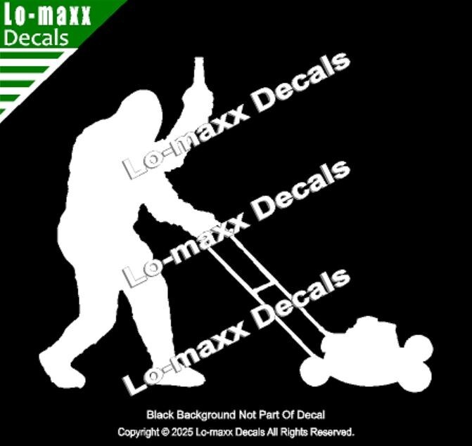 Sasquatch Lawn King: Beer and Blades Lawn Care Edition Die-Cut Vinyl Decal
