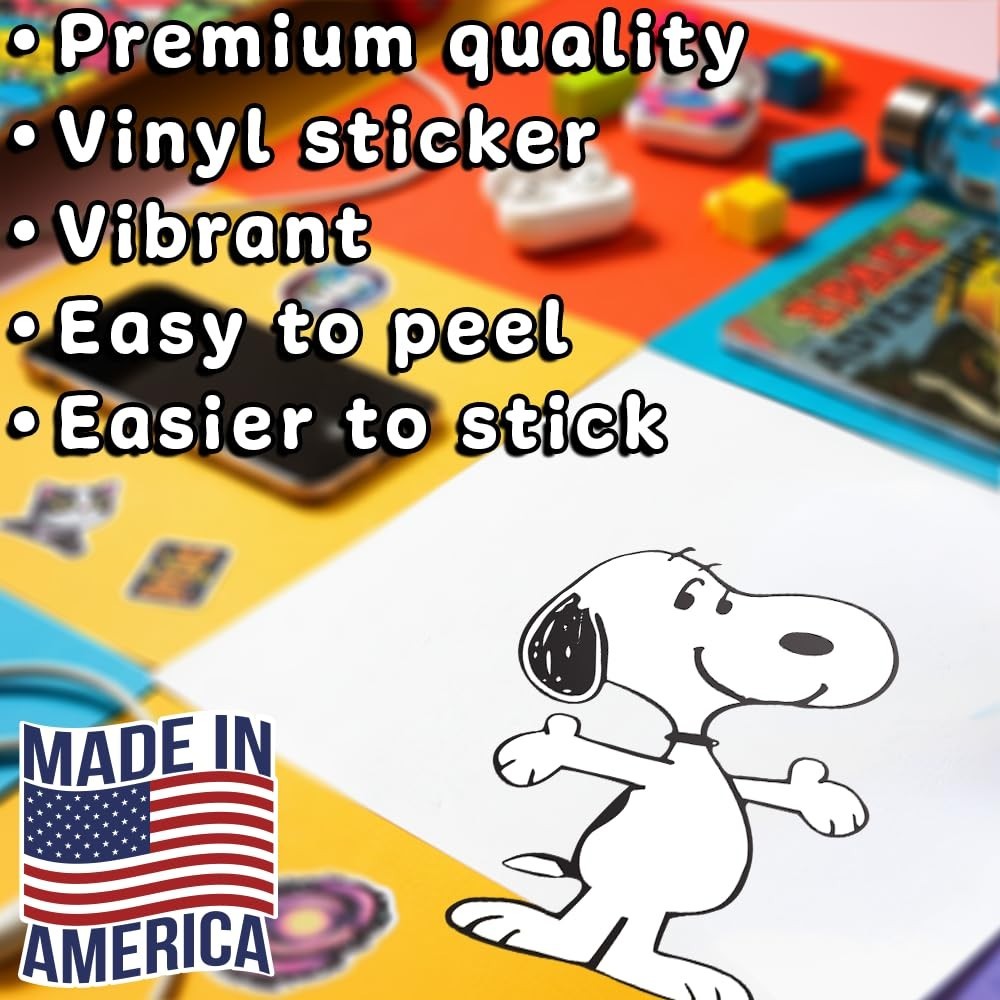 Cute and aesthetic sticker of Peanuts Snoopy smiling 3"W x 4.5"H