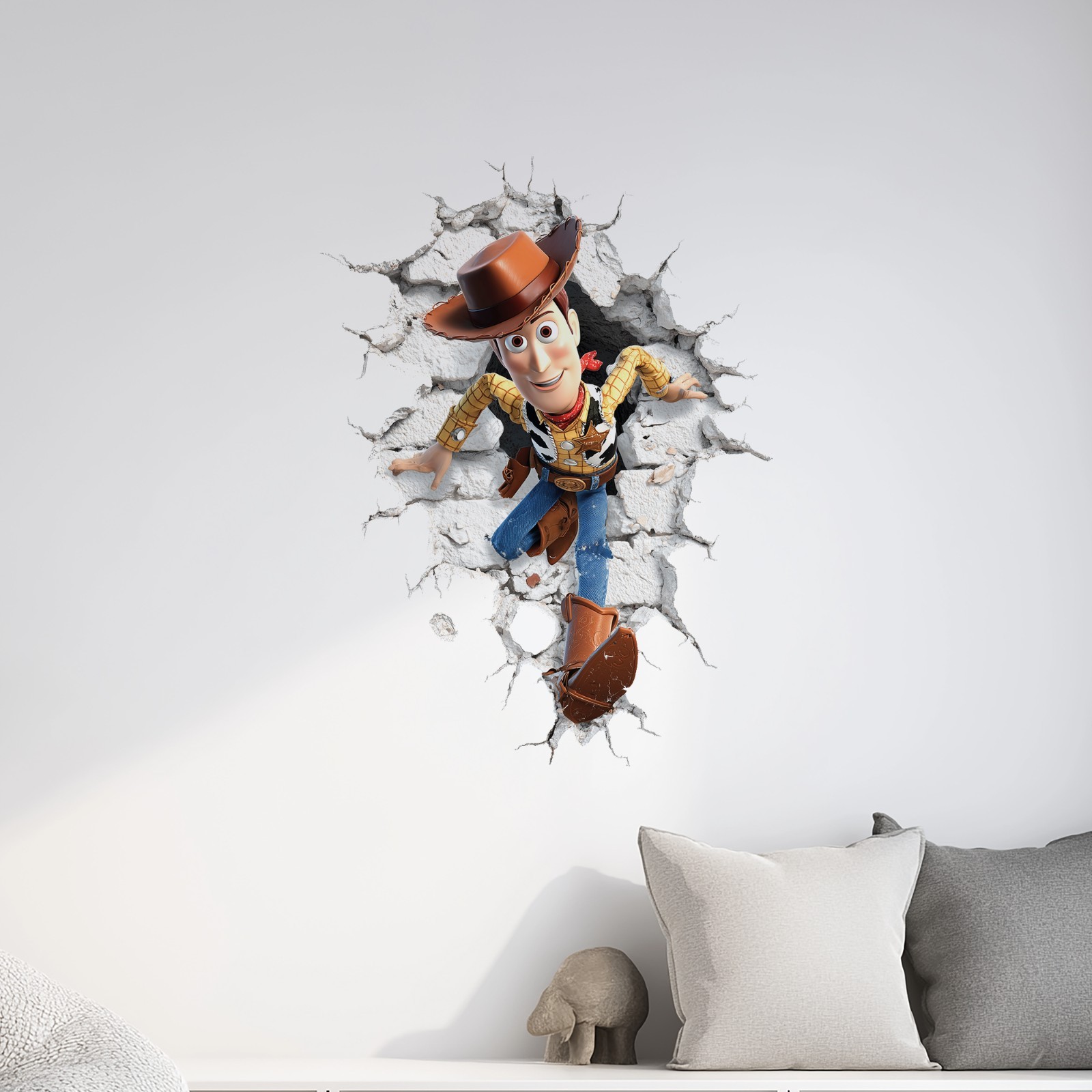 Toy Story Woody Wall Cracked Smashed High Quality Vinyl Glossy DIY Sticker Wall