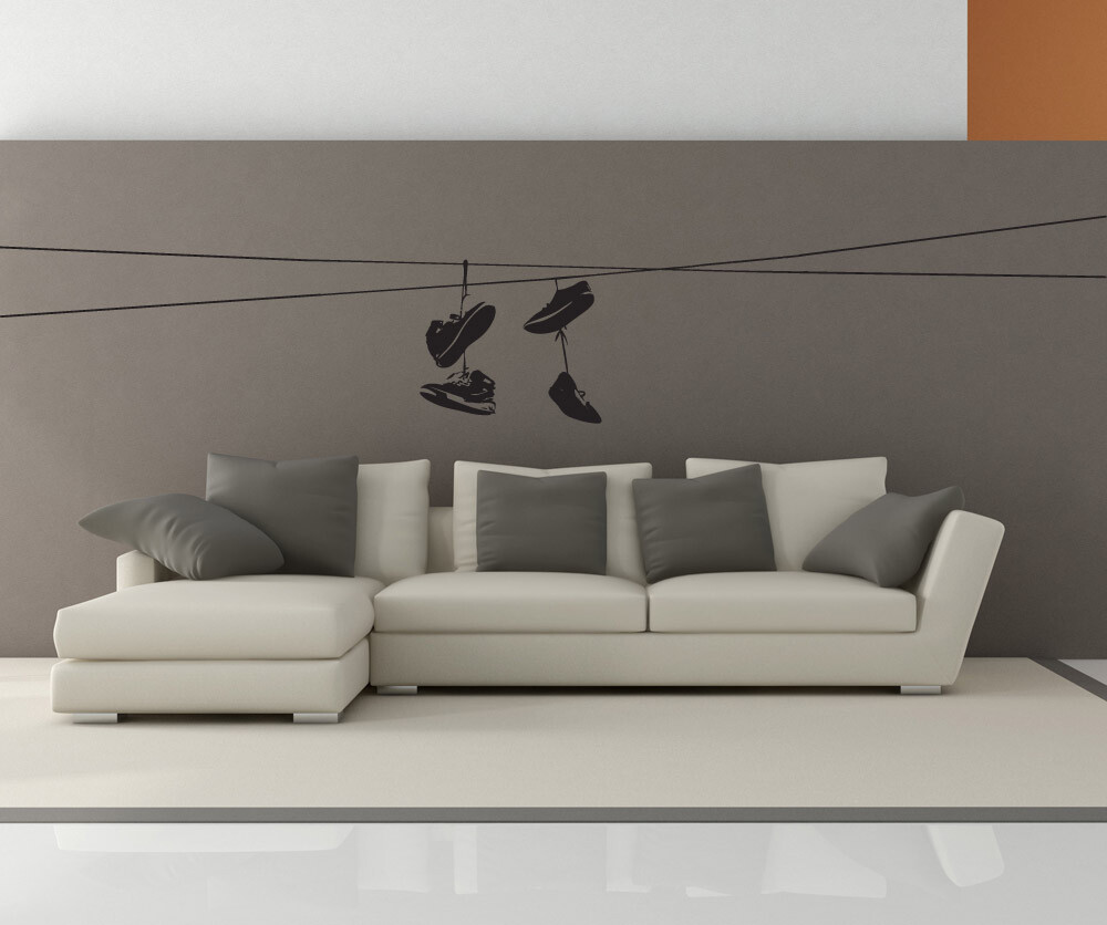 Vinyl Wall Decal Sticker Brooklyn Shoes On Wire #1529