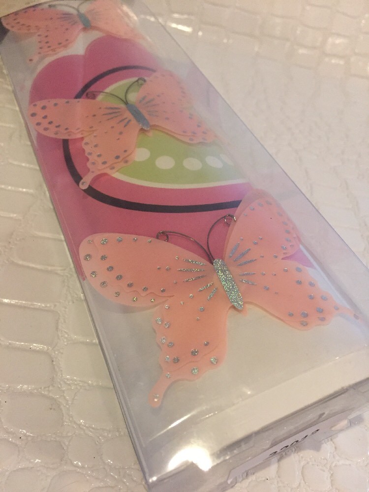 Wall Pops Sticker Art Kit Butterfly Garden 175 Pieces 3D Butterflies Baby Pink