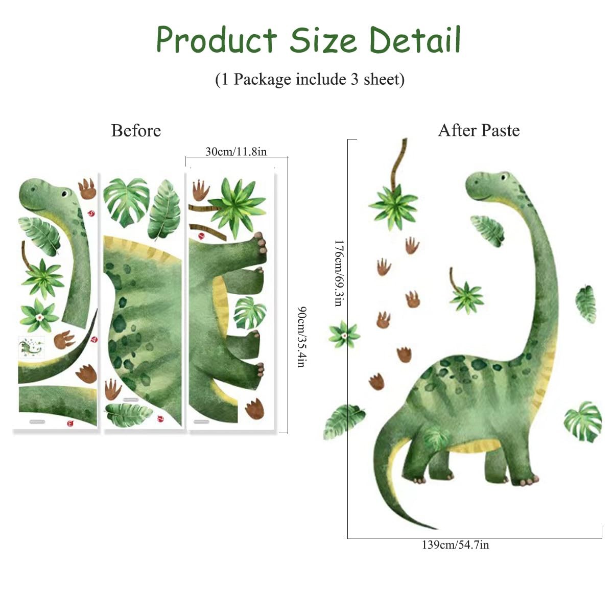 Large Dinosaur Wall Decals for Boys Bedroom Dino Footprint Neutral Wall Stick…