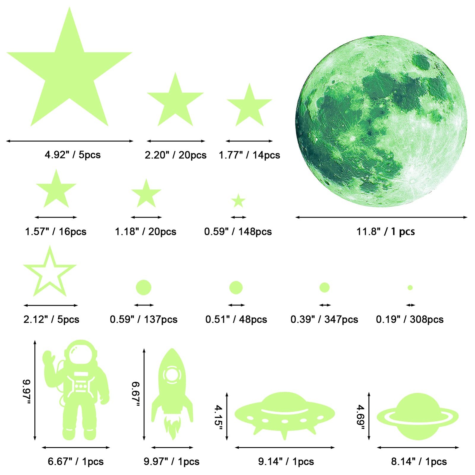 1078 PCS Glow in The Dark Stars for Ceiling Planets Galaxy Space Nursery Wall…