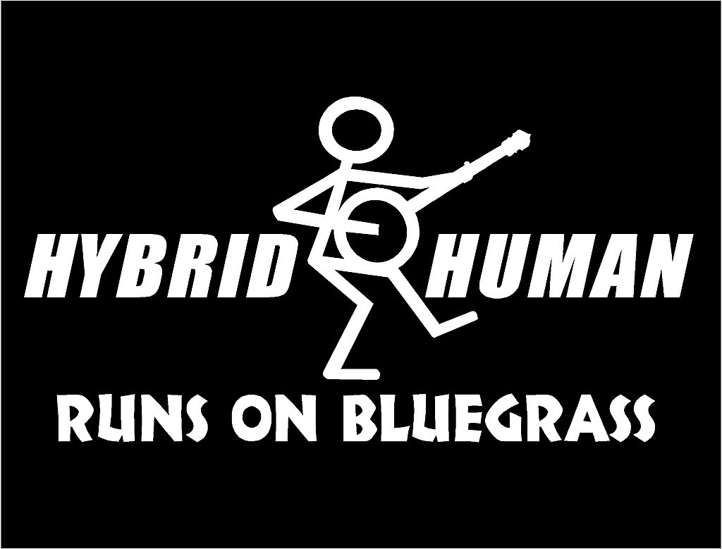 Hybrid Human Runs On Bluegrass Decal Music Car Truck Vinyl Sticker Graphic