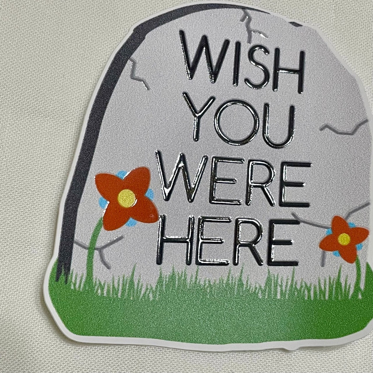 Wish You Were Here Tombstone UV Spot Raised Sticker Goth Emo Tattoo