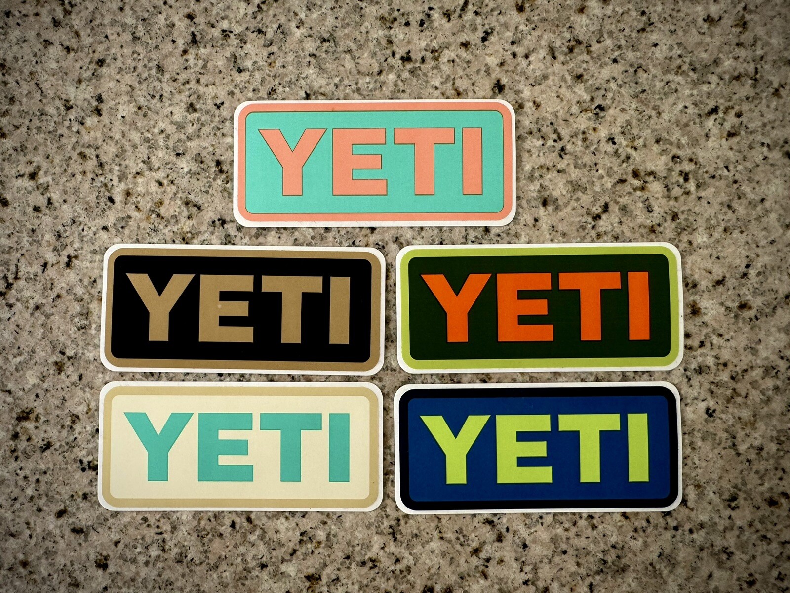 YETI Authentic Sticker Pack (5 Vinyl Decals) in Various Colors 4 x 2 in.