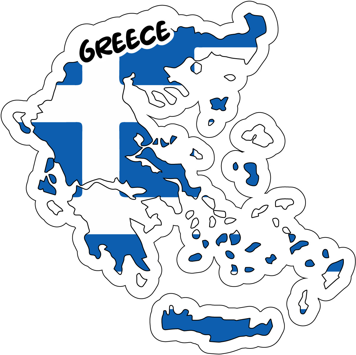 Greece Map Flag Sticker Decal