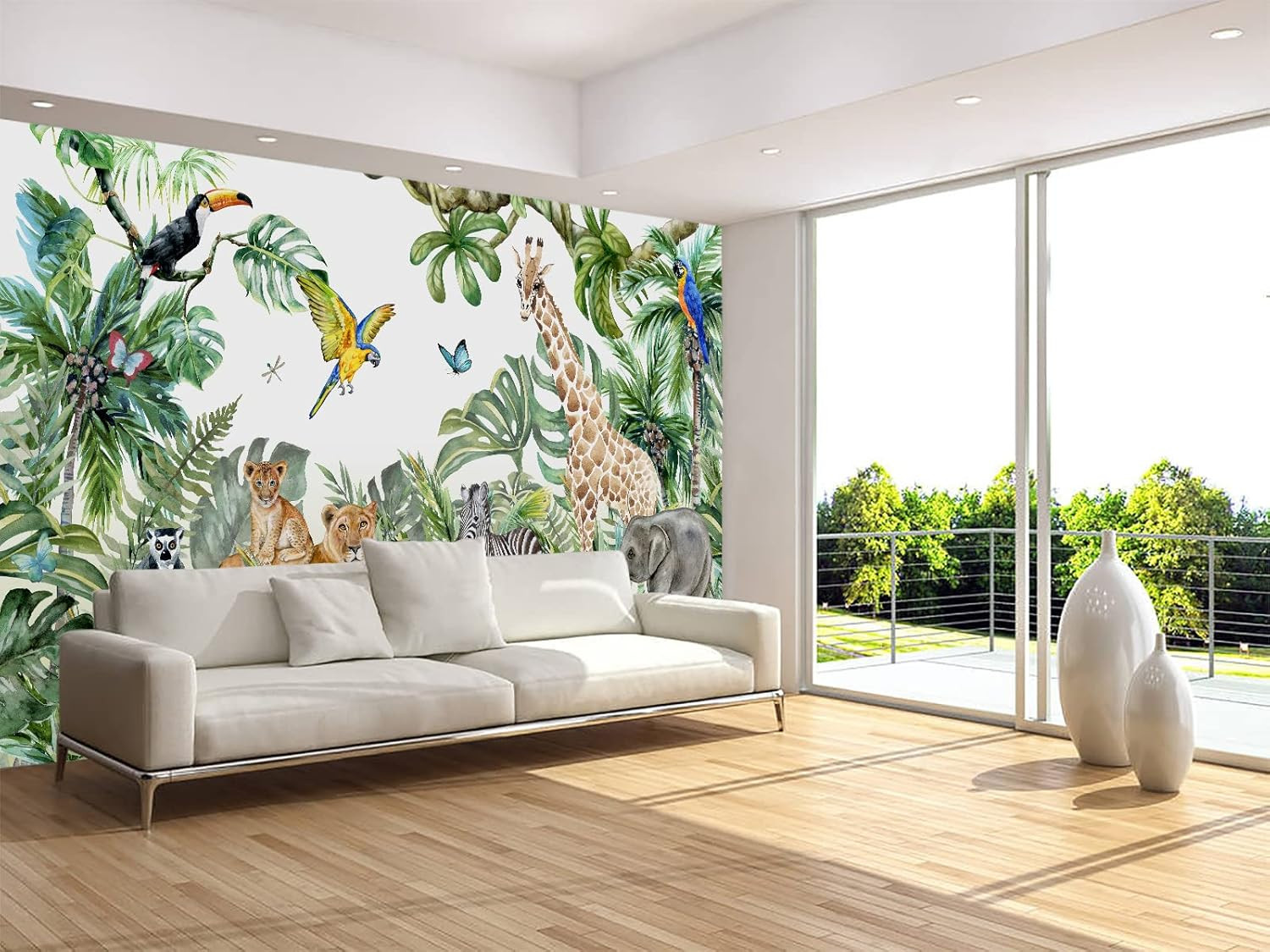 Jungle Safari Animal Wallpaper Mural for Kids Room Nursery Decor