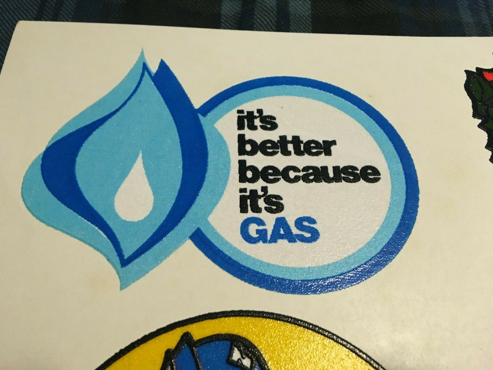 VINTAGE NATURAL ENERGY COOKING GAS ECOLOGY TWINS ELFS ELVES TEXTURED STICKERS
