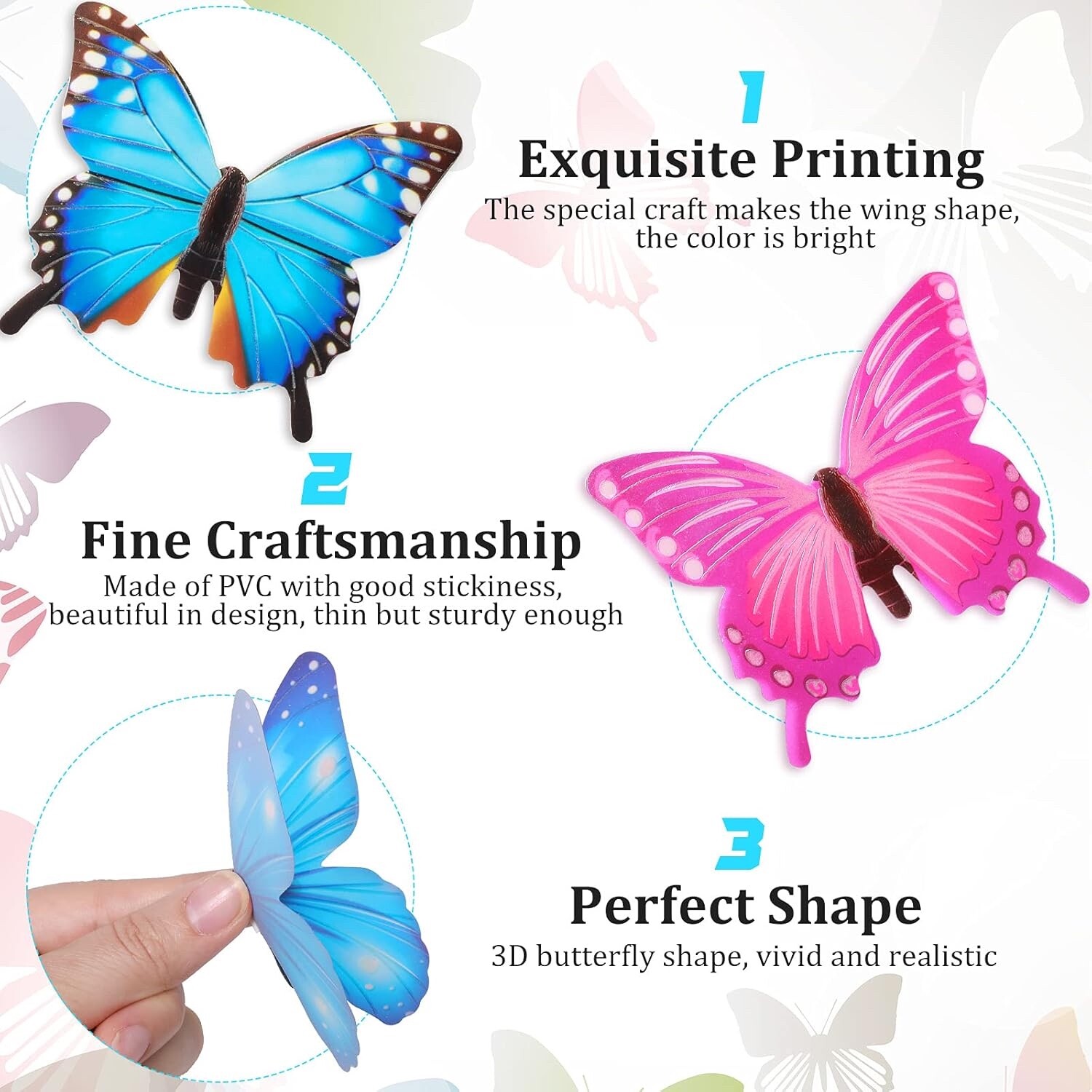 48 Pieces Glow in The Dark Butterflies for Ceiling 3D Butterfly Decal Sticker Wa