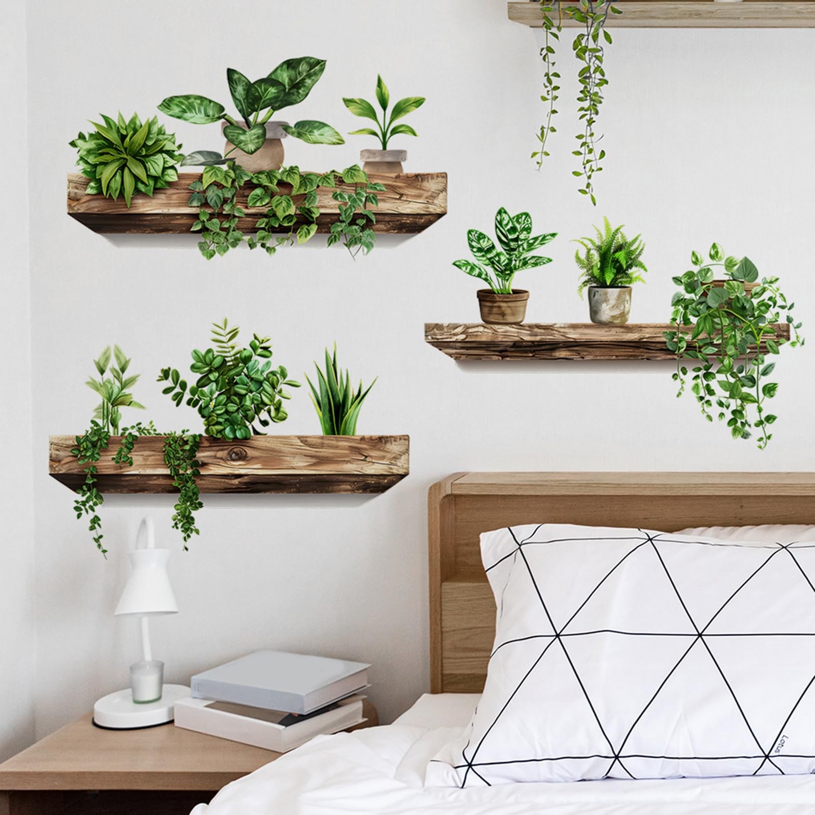 Green Plant Wall Decals 3D Bonsai Tropical Betterfly As the Pictures Shown