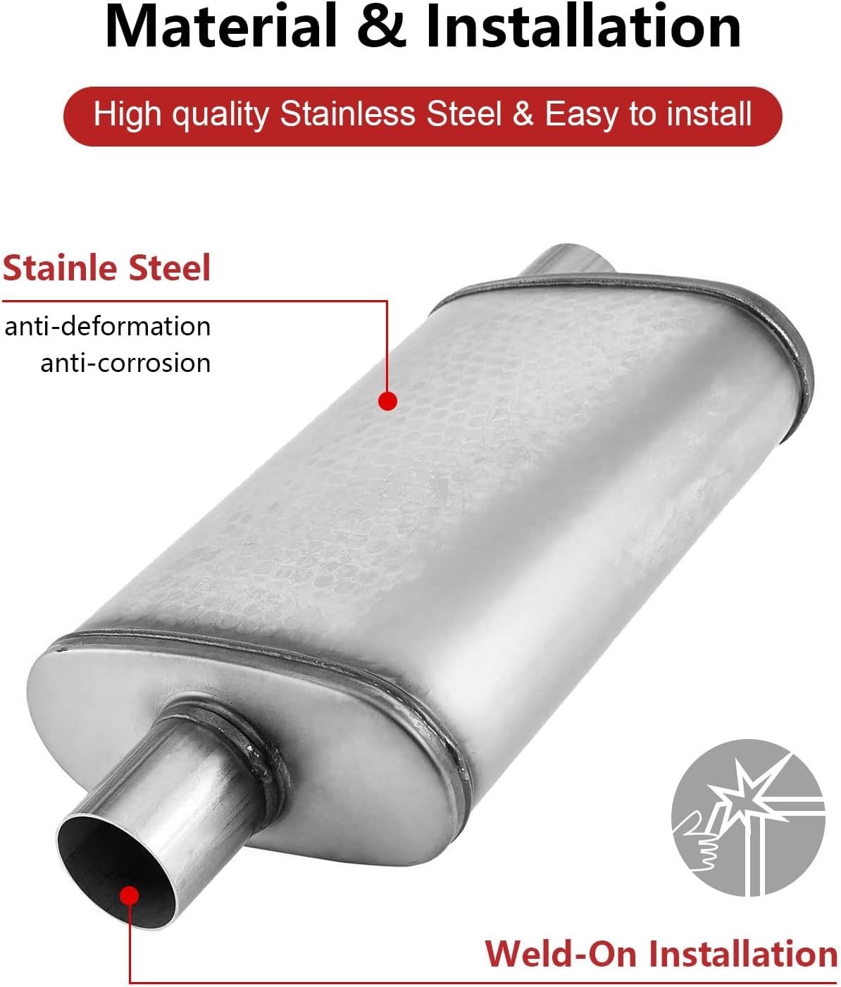 2in Universal Stainless Steel Muffler Resonator – Deep Performance Tone for Cars