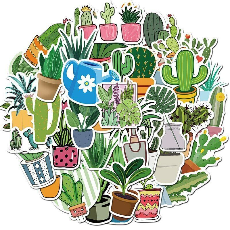 Plants VINYL Stickers [B] CACTUS Succulents ~ Potted Flowers ~ Waterproof Decals