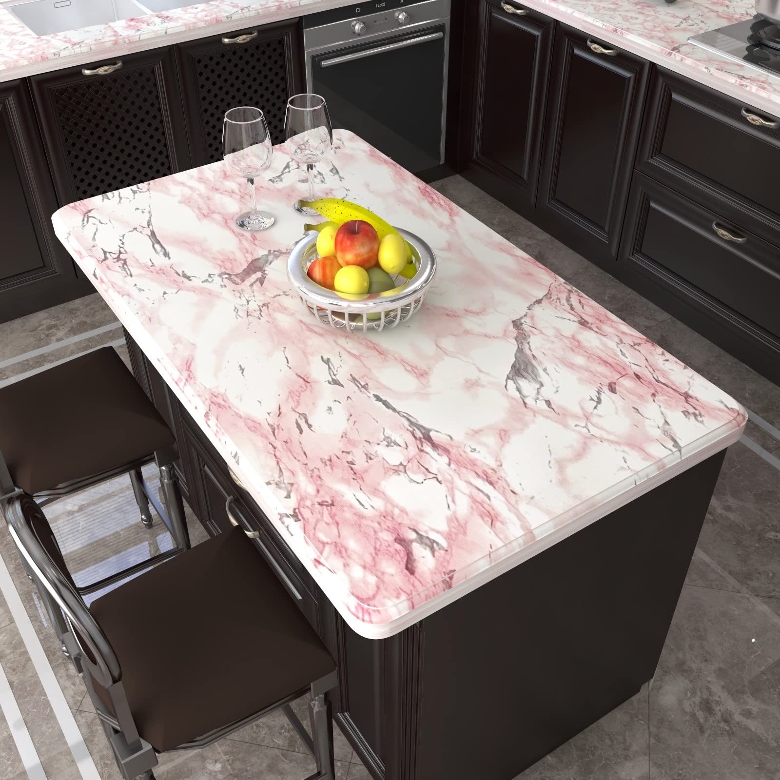 VIOPVERY Pink Marble Contact Paper Self Adhesive 35" x 197", Glossy Vinyl Wra…