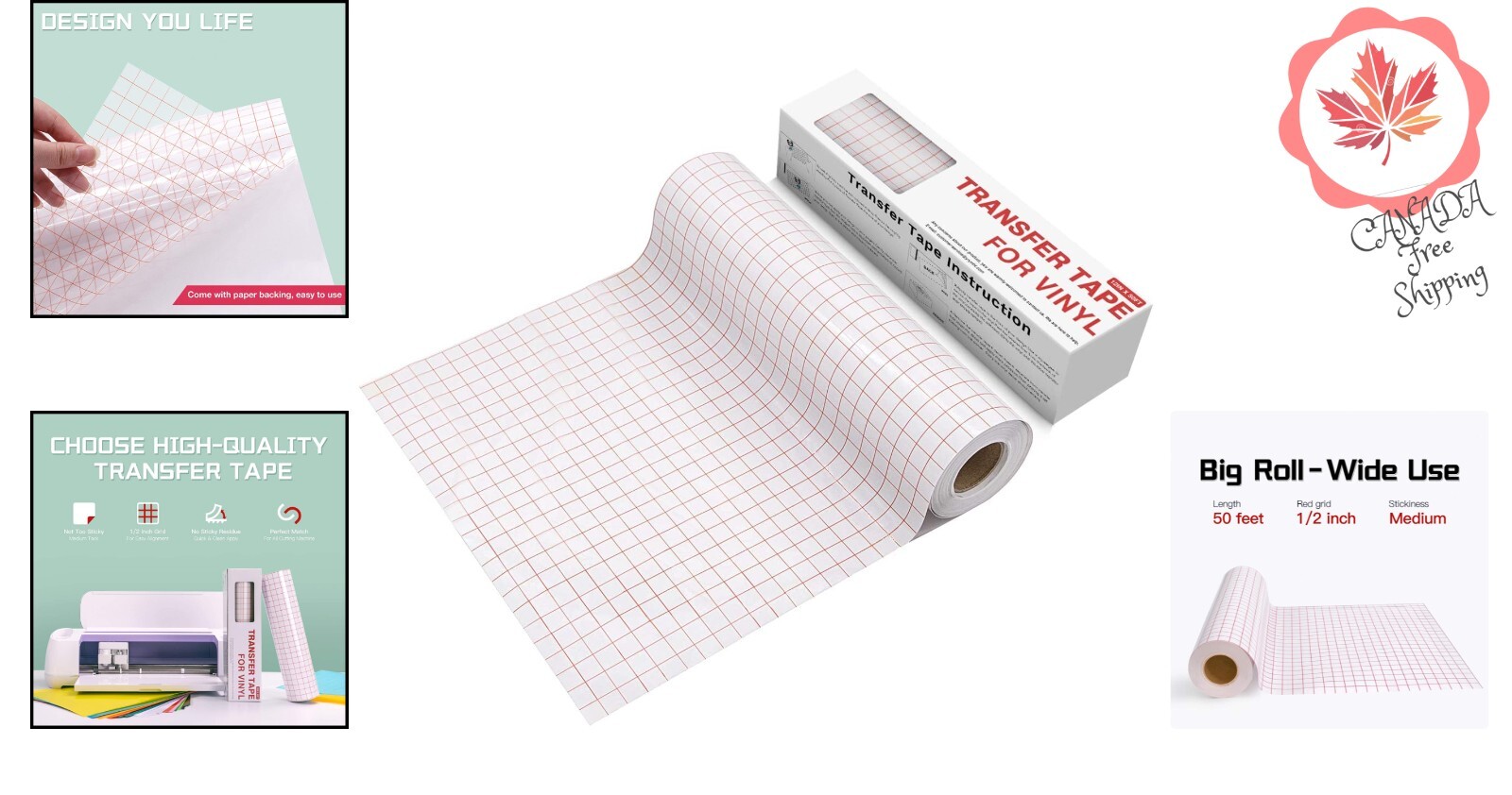 Vinyl Transfer Tape – 12×50 FT Hassle-Free for Silhouette Cameo, Cricut