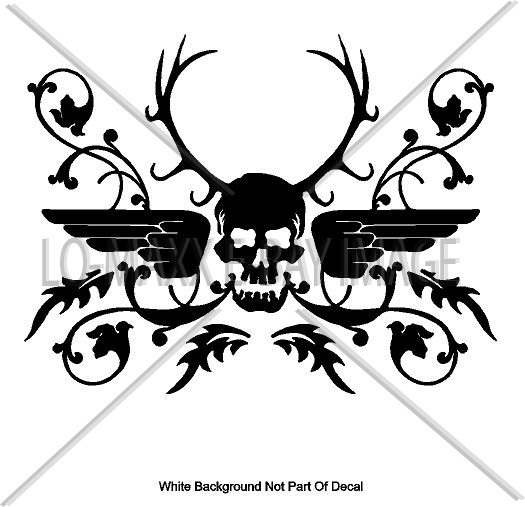 Antler Skull Awesome Ornate Graphic Design Superior Quality Die Cut Vinyl Decal