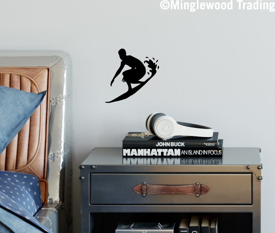 SURFER MAN BOY Vinyl decal Sticker – Surfboard Wave Surfing HI CA