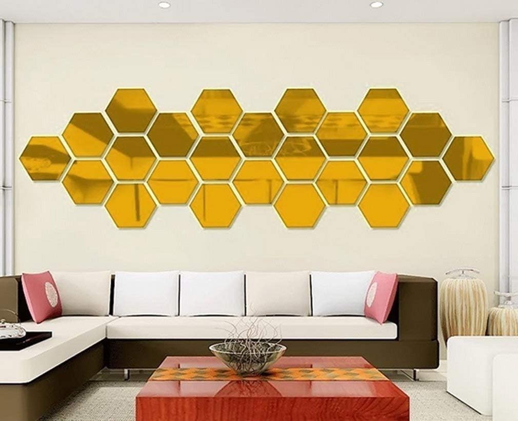 Mirror Wall Stickers – 12PCS Hexagon Art DIY Decorative Acrylic Sheet Plastic